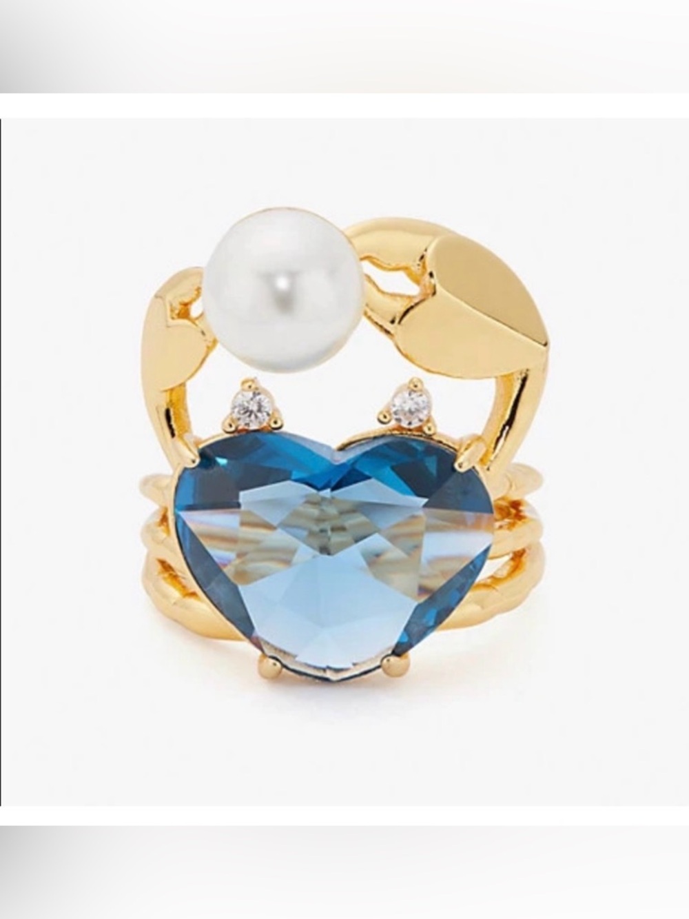 KATE SPADE SEA STAR HEART CRAB PEARL RING - SIZE 8